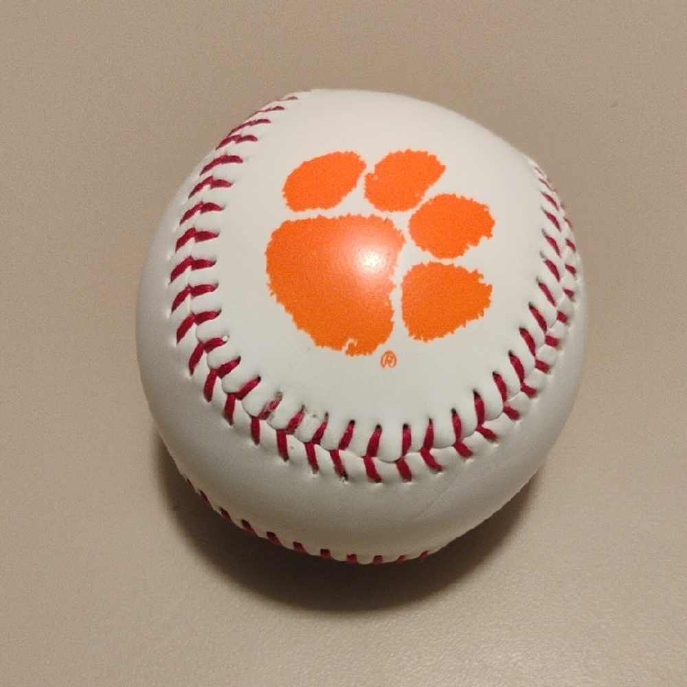Clemson Tigers White Baseball with Orange Paw Print
